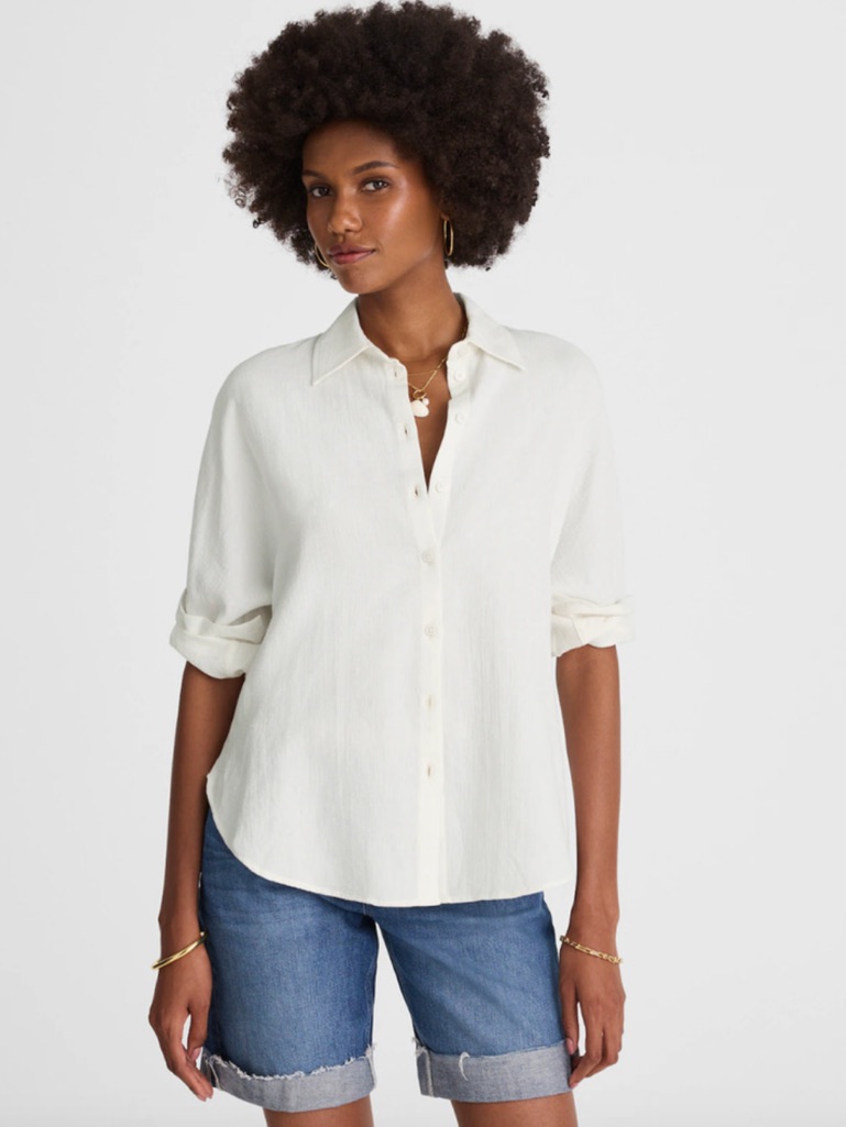 Madewell Nwt Cotton Double Gaize Oversized Shirt Size Small In White
